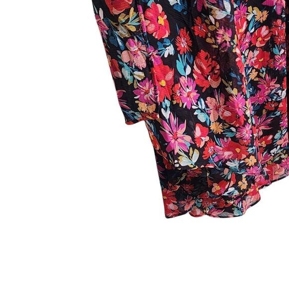 MSK maxi dress multicolor floral sheer overlay & sleeves Boho Cottagecore M - Picture 3 of 6
